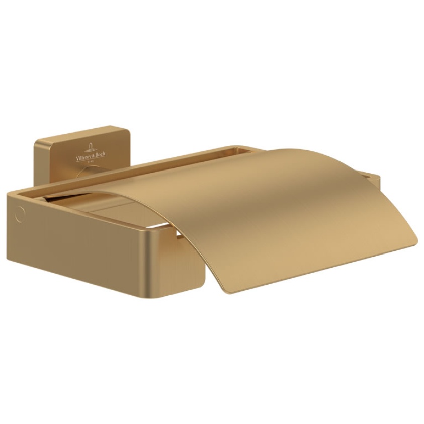 Cutout image of Villeroy & Boch Elements Striking Brushed Gold Covered Toilet Roll Holder